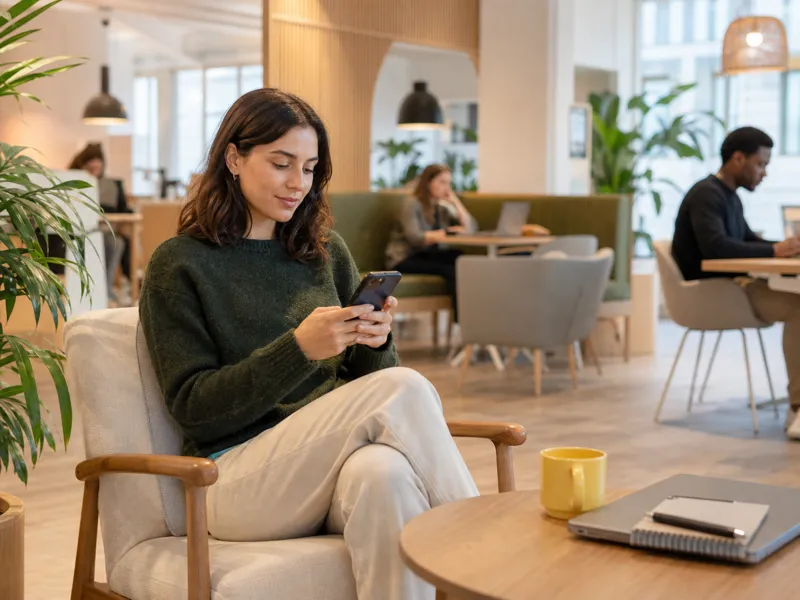 Professional booking a workspace from the app