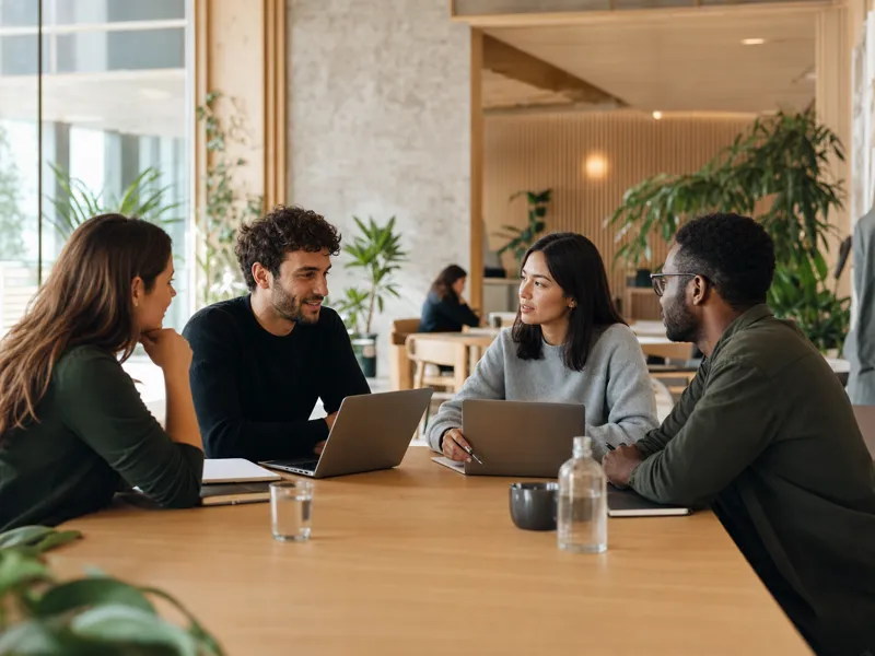 Team collaborating in a coworking space