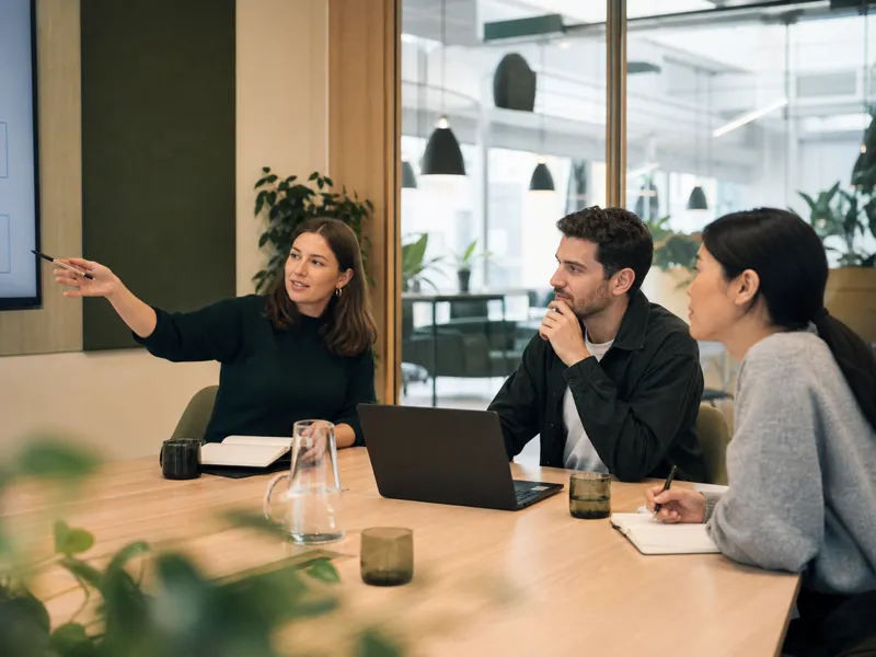 Team working together in a meeting room